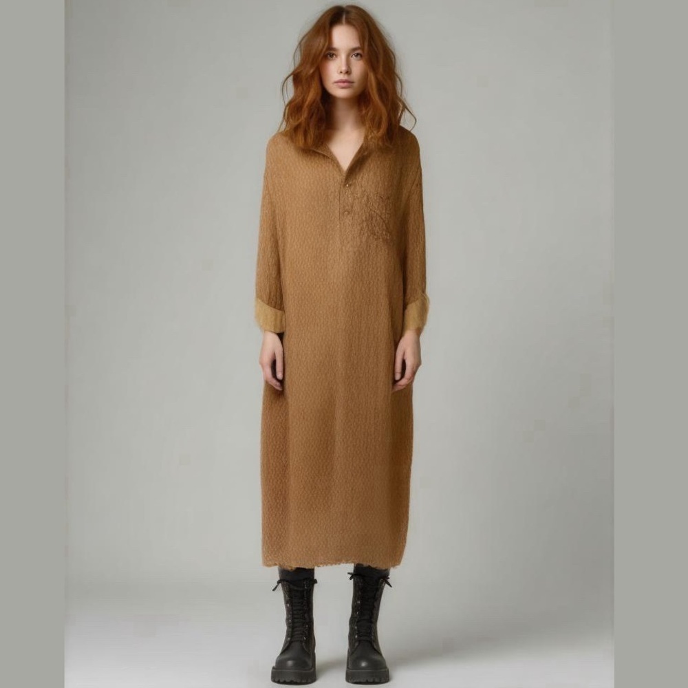 Lagenlook Rust Orange Oversized Dress - Fabindia Kurtas size L / XL (42)